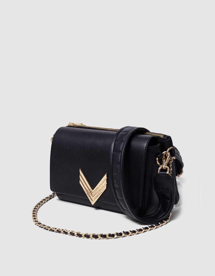 Ikks Le 111 ROMY Noir Cuir Lisse Métalleries Dorées Femme