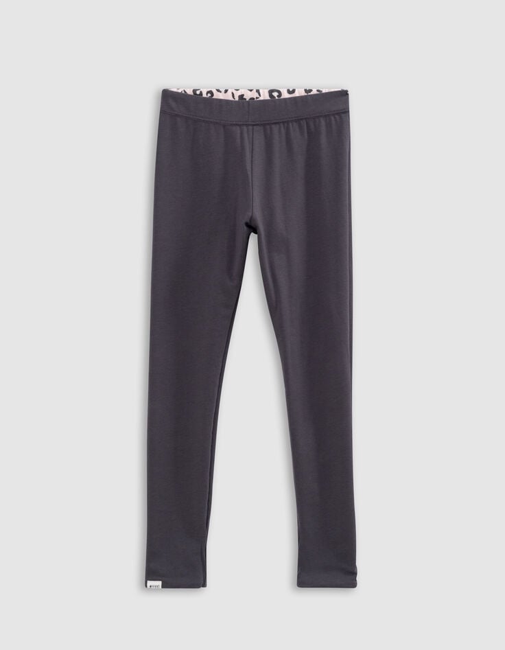 Ikks Leggings Réversible Coton Bio Rose Et Léopard Fille