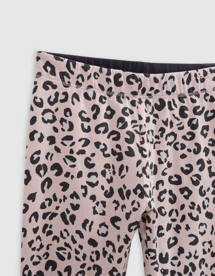 Ikks Leggings Réversible Coton Bio Rose Et Léopard Fille