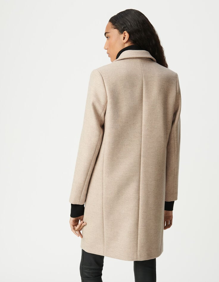 Ikks Manteau Droit Sésame Décor Broche Strass Femme