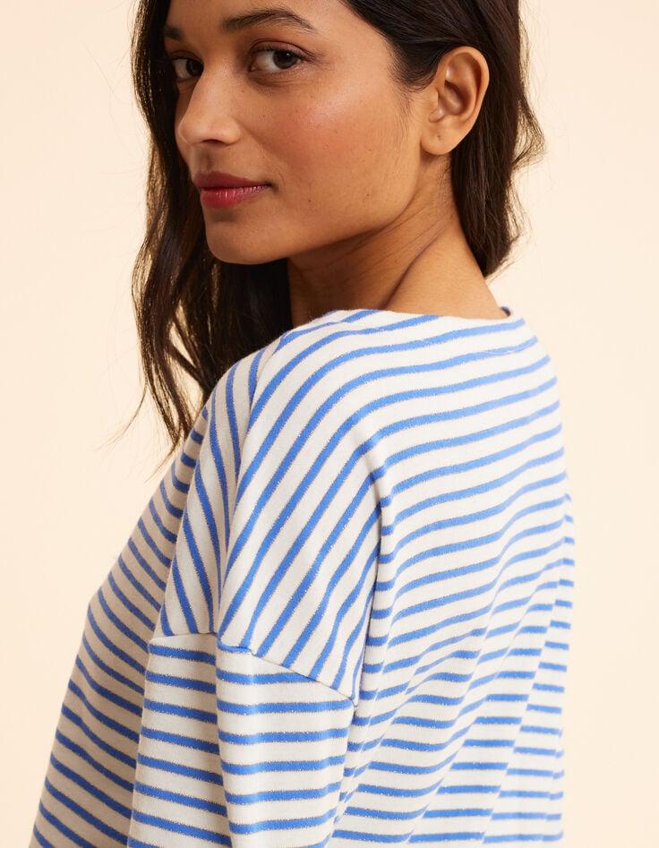 Ikks Marinière Rayures Bleues Et Argentées Broderie Cœur I.Code