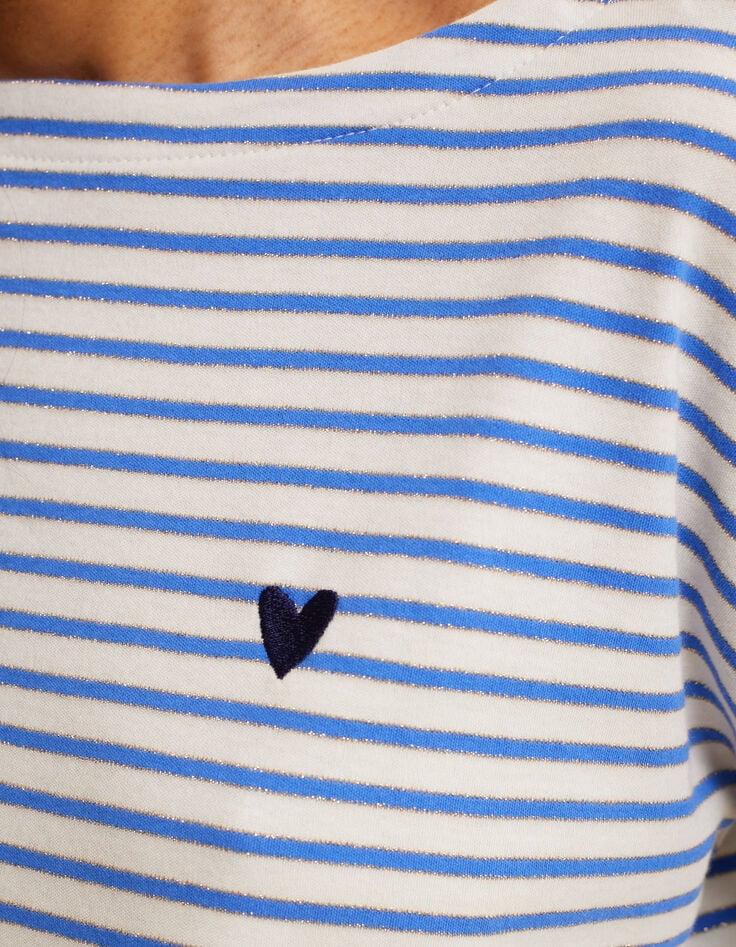 Ikks Marinière Rayures Bleues Et Argentées Broderie Cœur I.Code