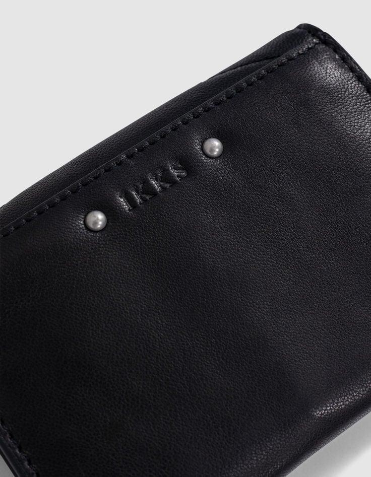 Ikks Mini Portefeuille 1440 Noir Cuir Matelassé Femme