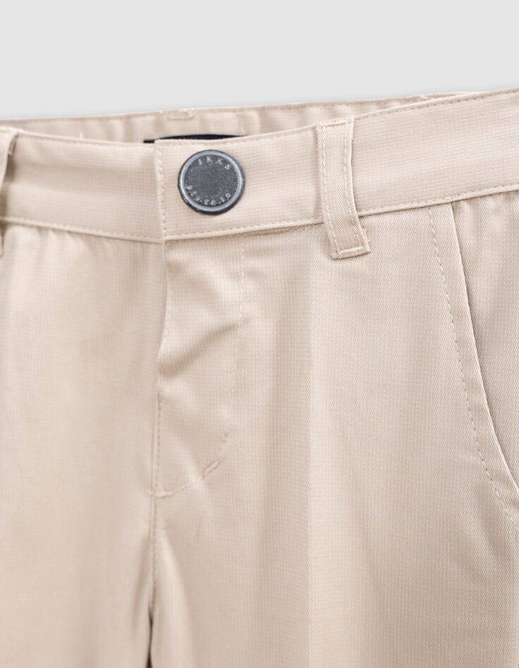 Ikks Pantalon Cérémonie Beige Rayé à Bretelles Bébé Garçon