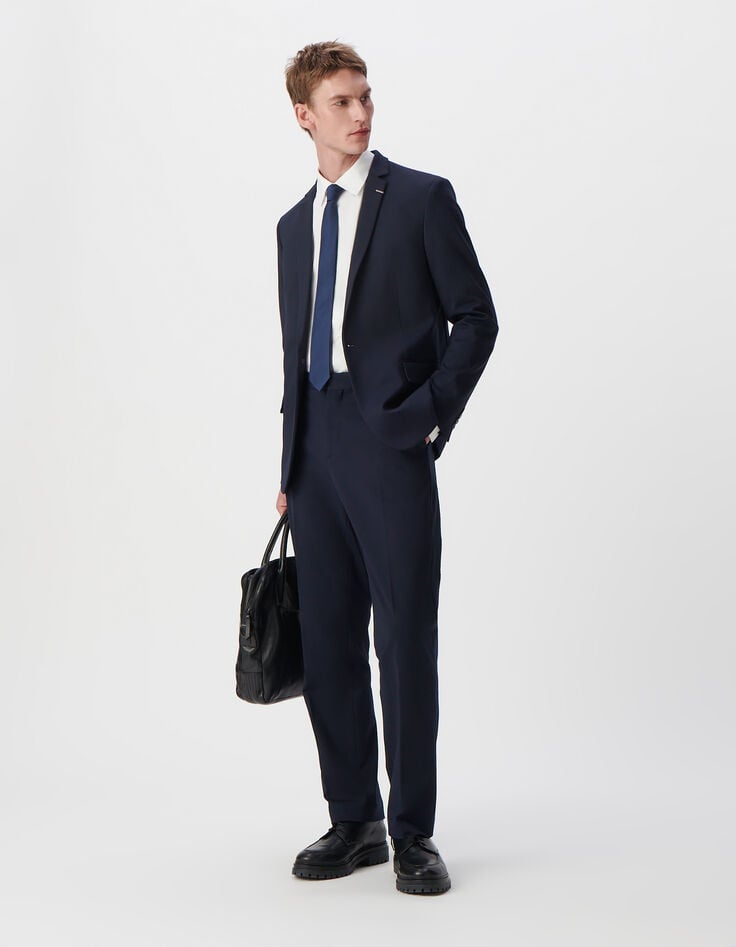 Ikks Pantalon De Costume DROIT Marine Maille Milano Homme