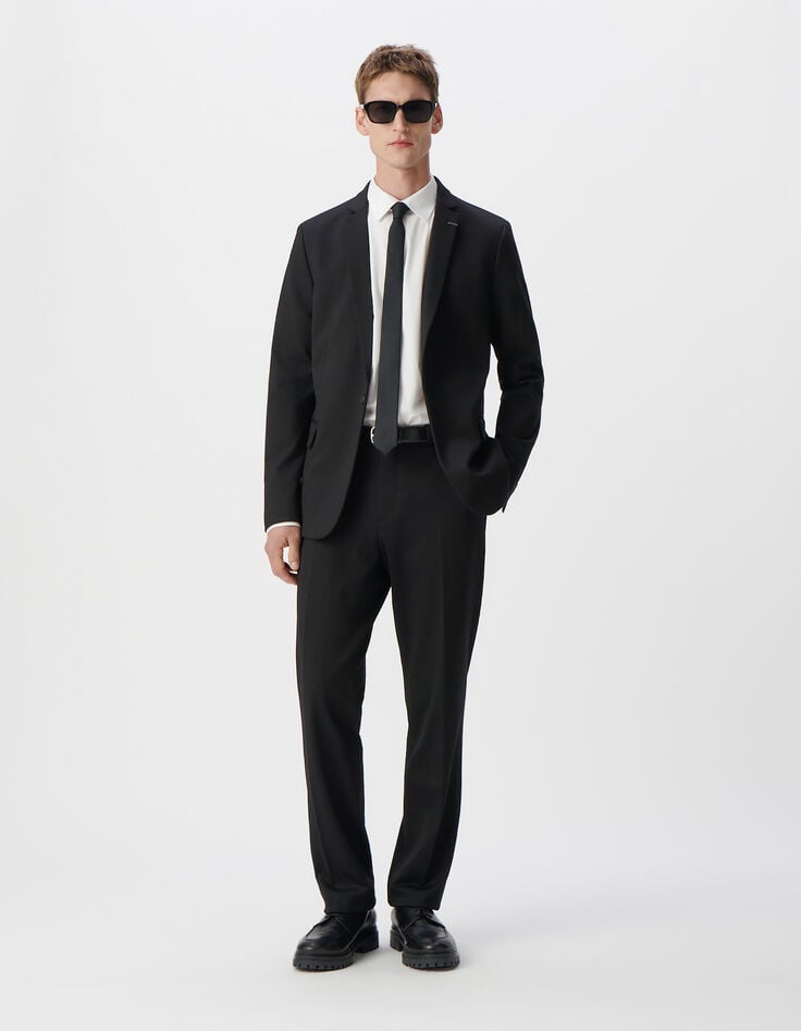 Ikks Pantalon De Costume DROIT Noir Maille Milano Homme