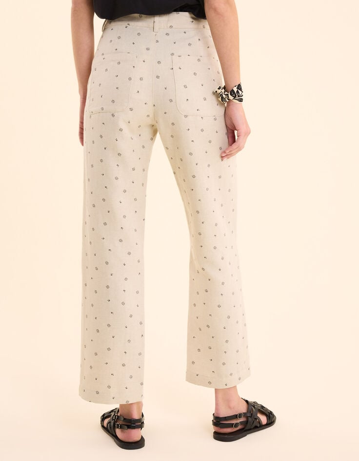 Ikks Pantalon De Costume écru Imprimé Micro Fleurs I.Code