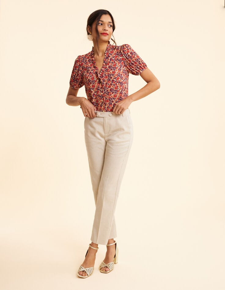 Ikks Pantalon De Costume écru Lurex Motif Rayures I.Code