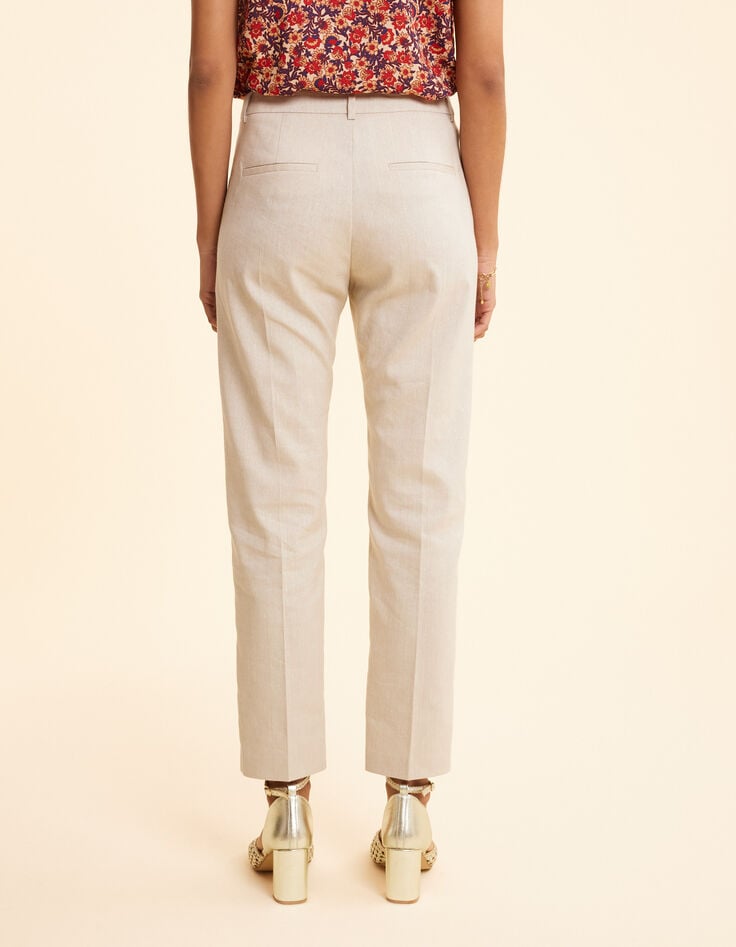 Ikks Pantalon De Costume écru Lurex Motif Rayures I.Code