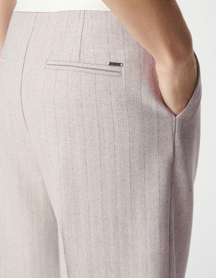 Ikks Pantalon De Costume Gris Motif Rayures Lurex Femme