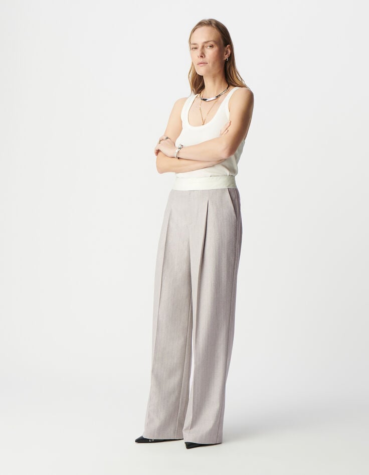 ikks Pantalon de costume gris motif rayures lurex Femme