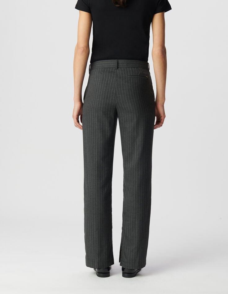 Ikks Pantalon De Costume Gris Motif Rayures Tennis Femme