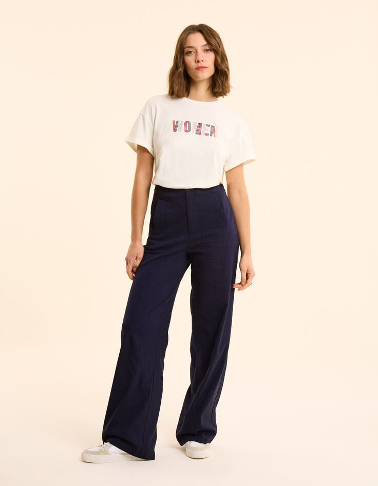 Ikks Pantalon De Costume Large Marine Faux-uni I.Code