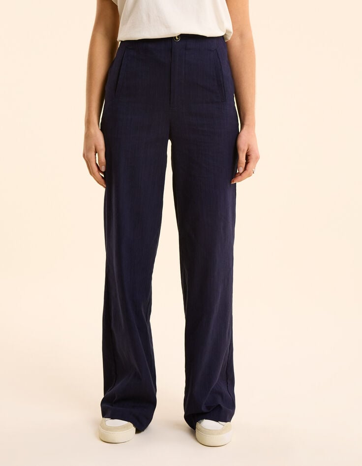 Ikks Pantalon De Costume Large Marine Faux-uni I.Code