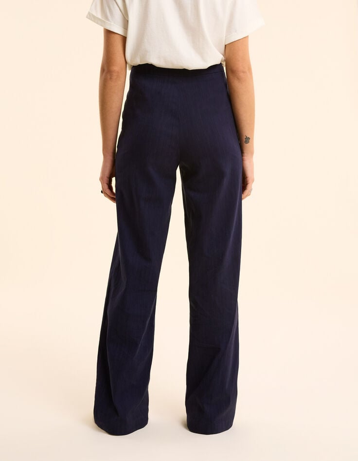 Ikks Pantalon De Costume Large Marine Faux-uni I.Code