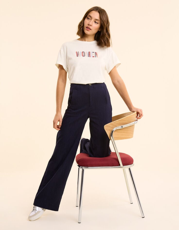 ikks Pantalon de costume large marine faux-uni I.Code