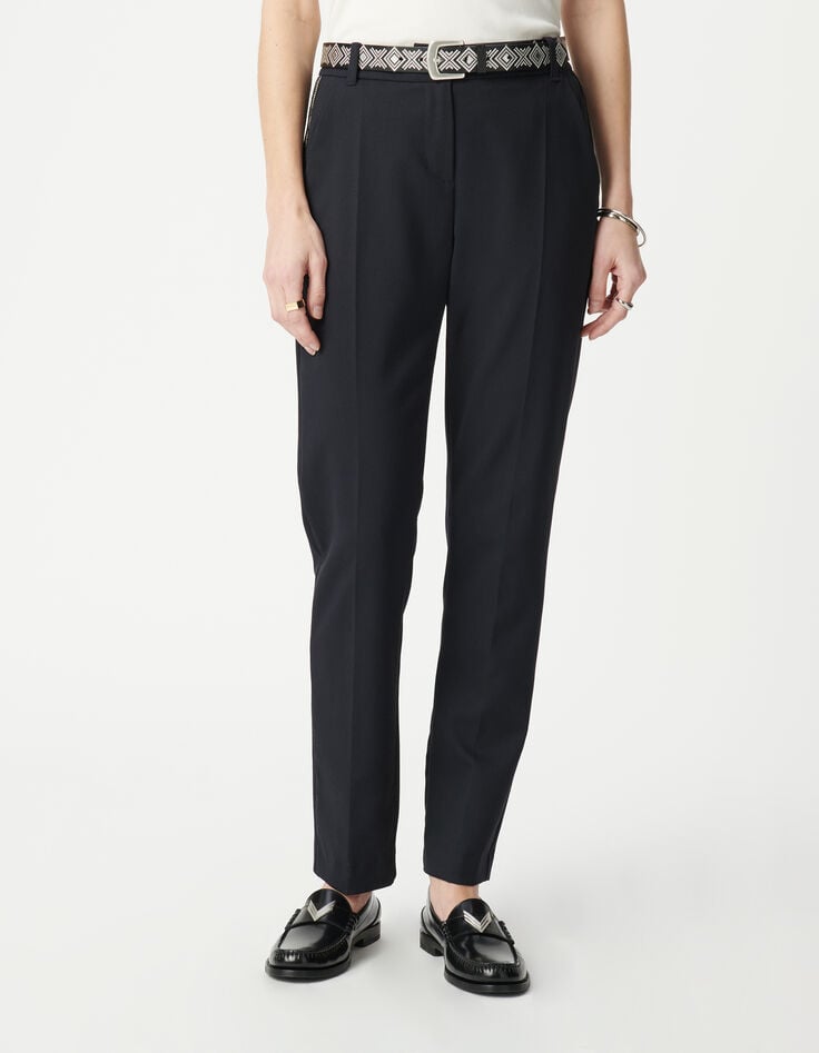 Ikks Pantalon De Costume Marine Ganses Fantaisie Femme