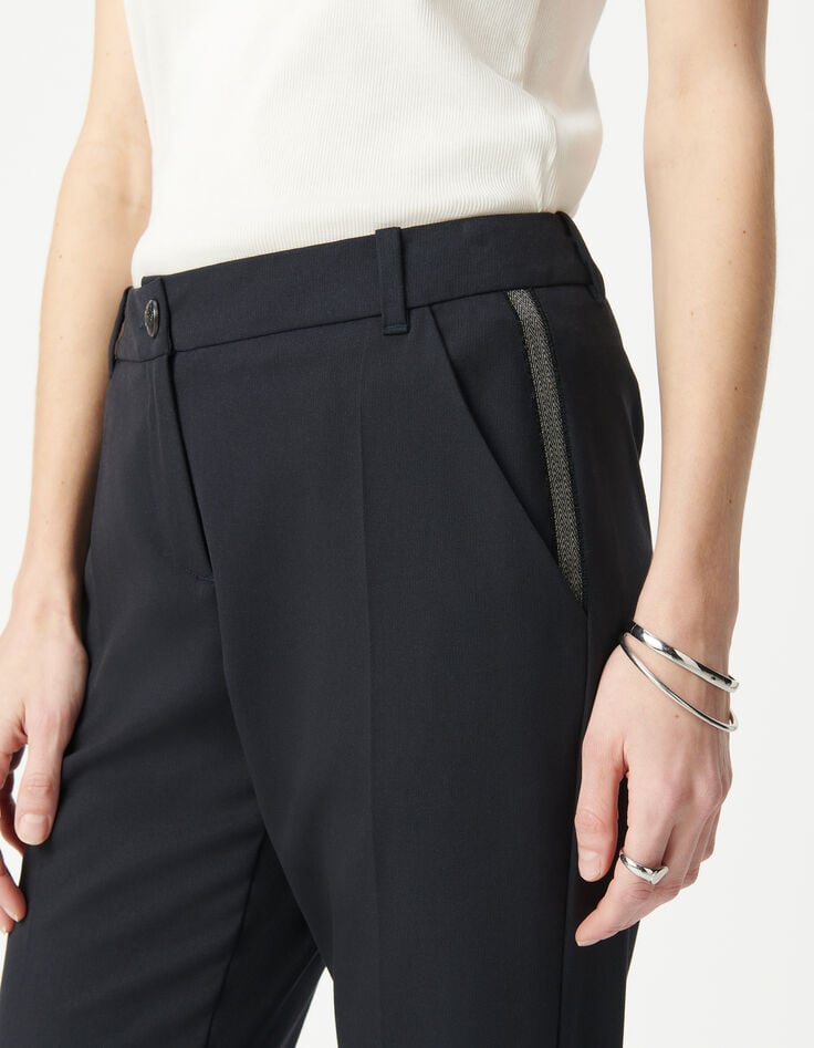 Ikks Pantalon De Costume Marine Ganses Fantaisie Femme