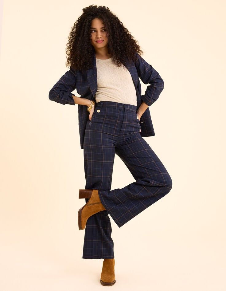 ikks Pantalon de costume marine motif carreaux I.Code