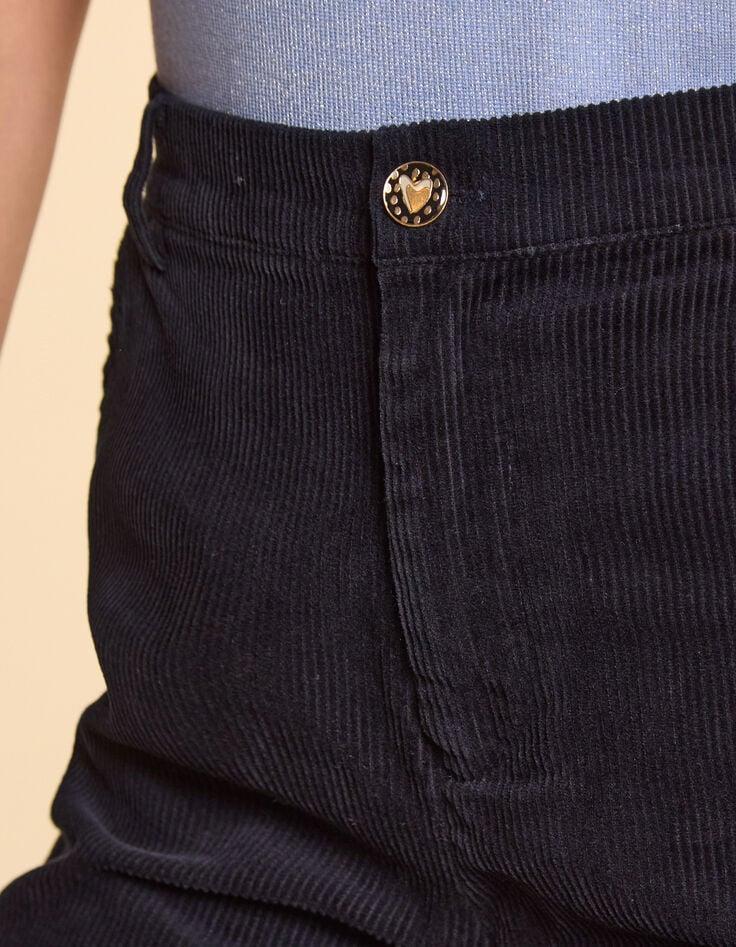 Ikks Pantalon De Costume Marine Velours Côtelé I.Code