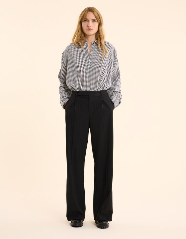 Ikks Pantalon De Costume Noir Rayures Tennis Bleues I.Code