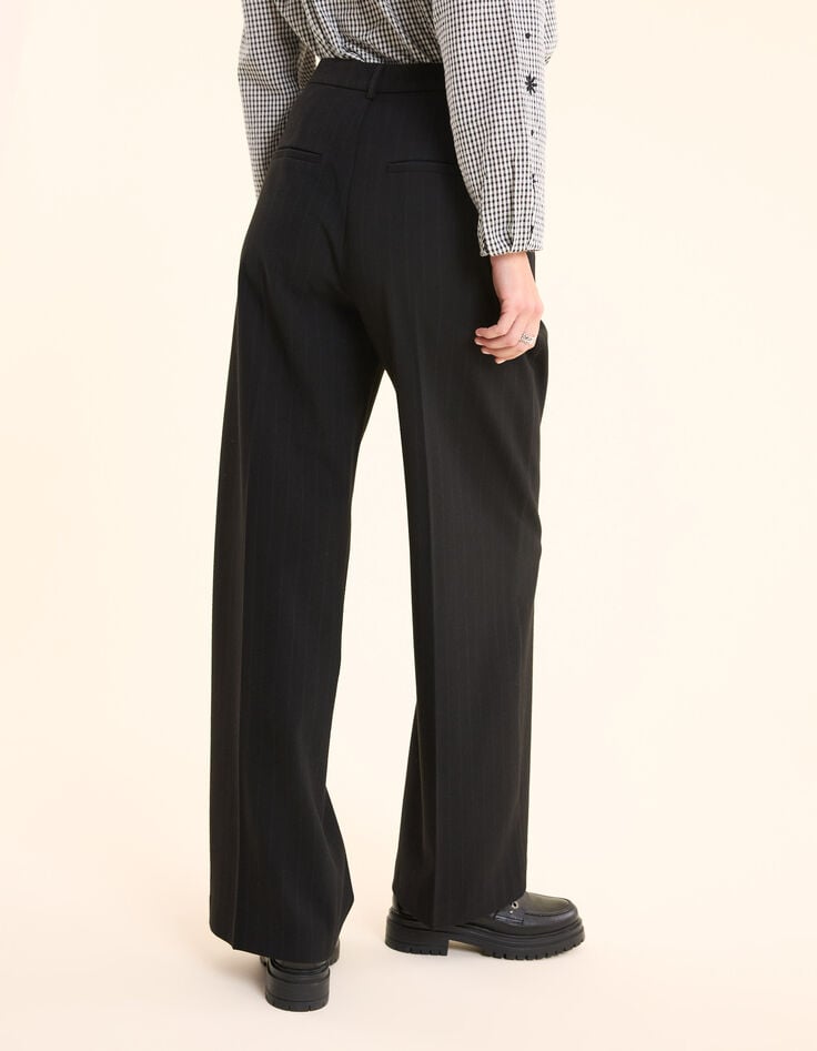 Ikks Pantalon De Costume Noir Rayures Tennis Bleues I.Code