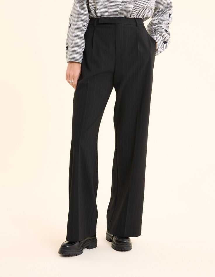 ikks Pantalon de costume noir rayures tennis bleues I.Code