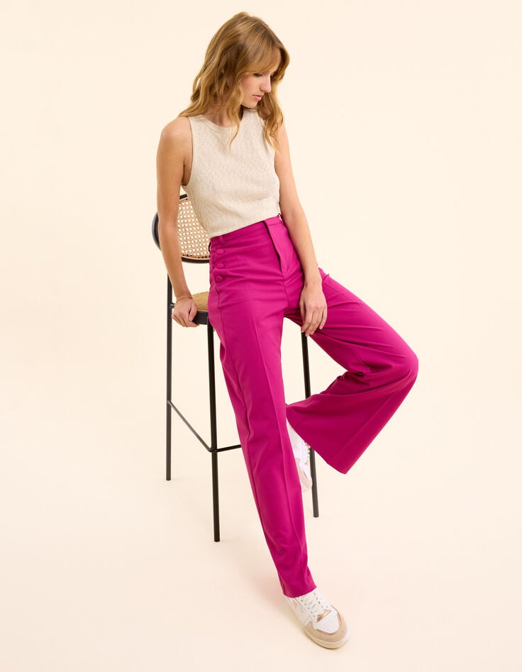 Ikks Pantalon De Costume Rose Poches Boutonnées I.Code