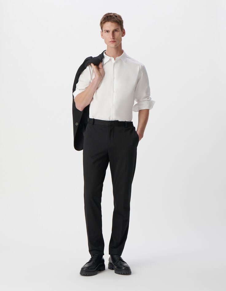 ikks Pantalon de costume SLIM noir maille Milano Homme