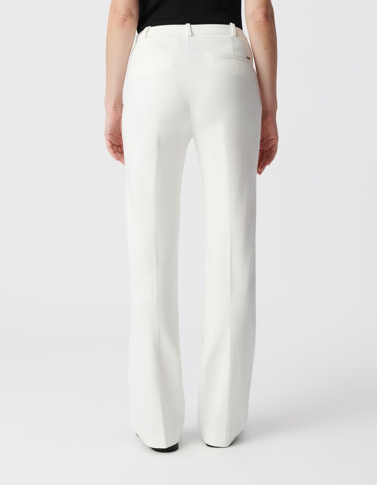 Ikks Pantalon De Tailleur Blanc Ajusté Maille Milano Femme