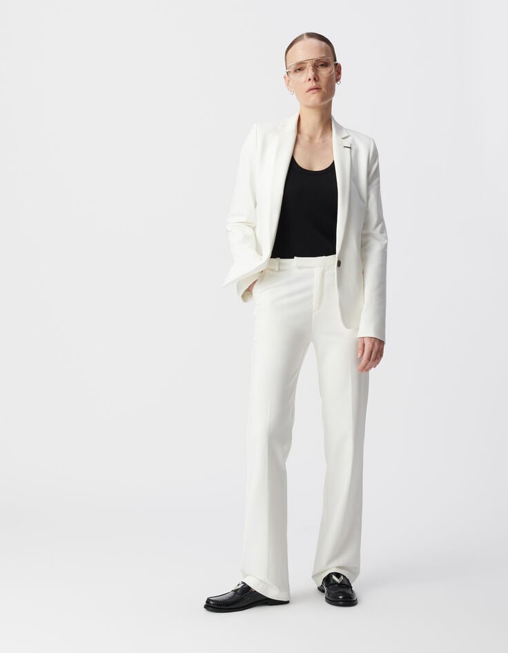 ikks Pantalon de tailleur blanc ajusté maille Milano Femme
