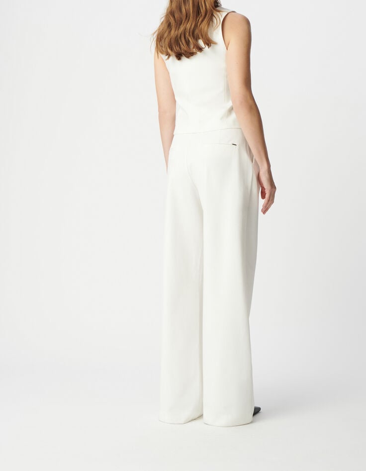 Ikks Pantalon De Tailleur Blanc Large Maille Milano Femme