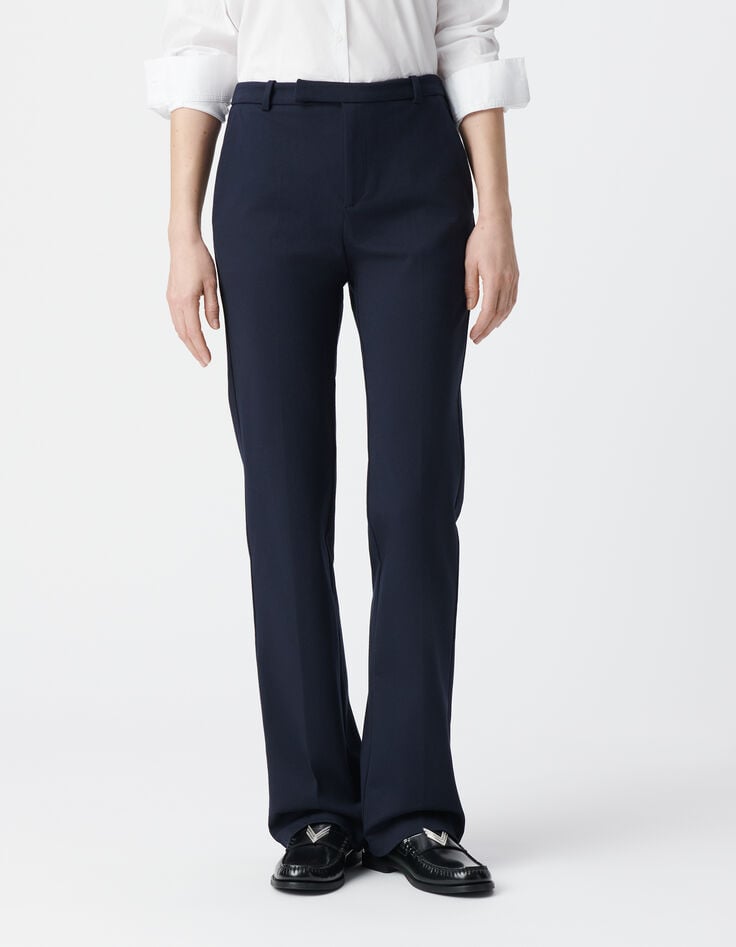 Ikks Pantalon De Tailleur Marine Ajusté Maille Milano Femme