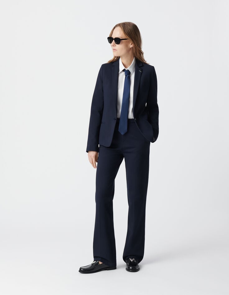 ikks Pantalon de tailleur marine ajusté maille Milano Femme