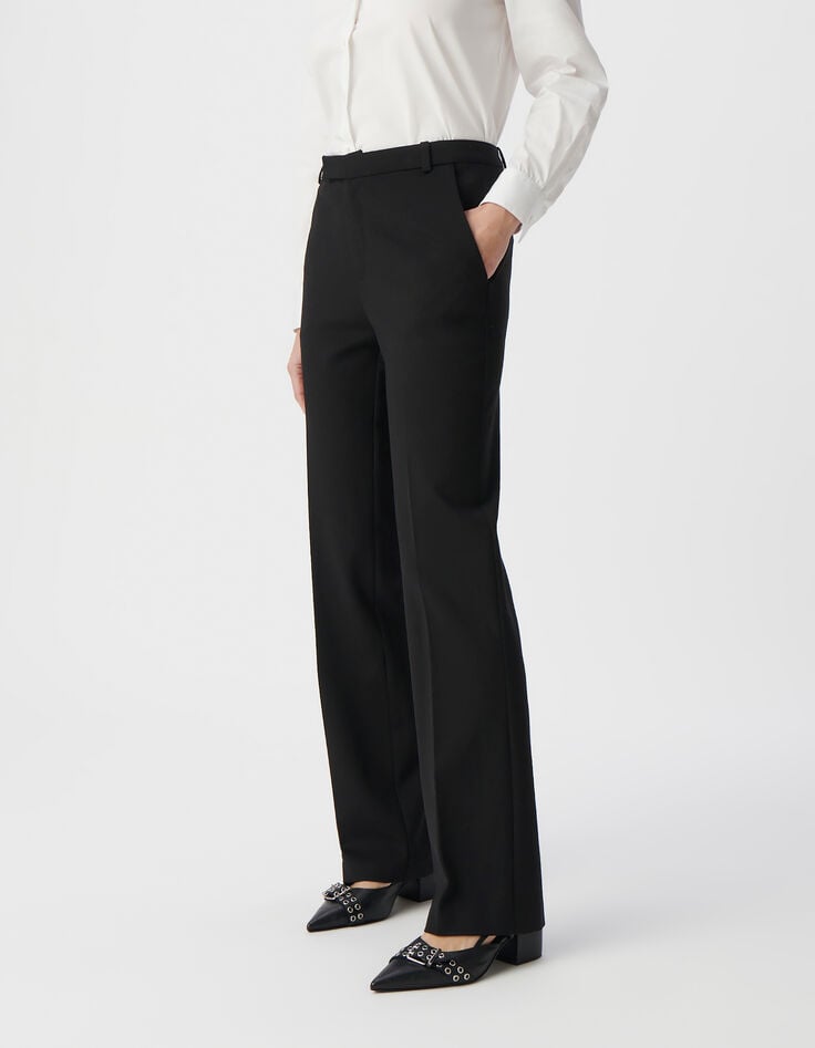 Ikks Pantalon De Tailleur Noir Ajusté Maille Milano Femme