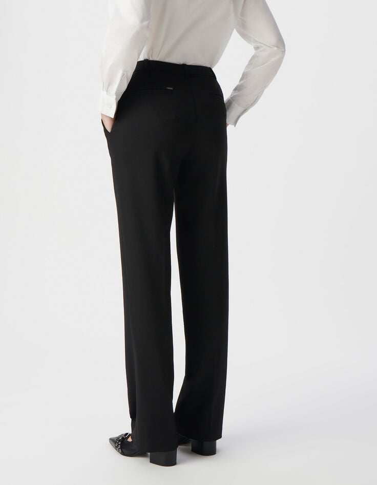 Ikks Pantalon De Tailleur Noir Ajusté Maille Milano Femme