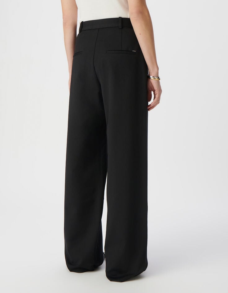 Ikks Pantalon De Tailleur Noir Large Maille Milano Femme