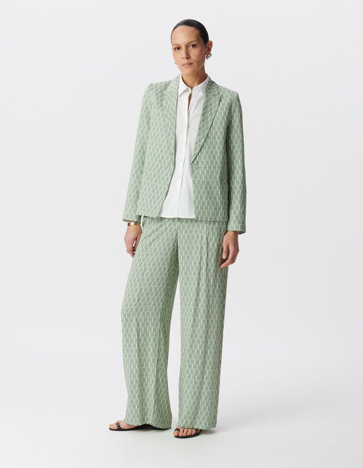 Ikks Pantalon Fluide Vert LENZING™ ECOVERO™ Ethnique Femme