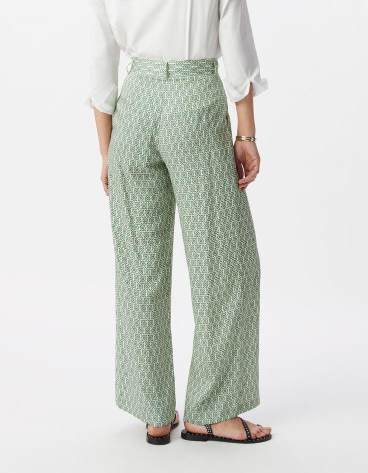 Ikks Pantalon Fluide Vert LENZING™ ECOVERO™ Ethnique Femme