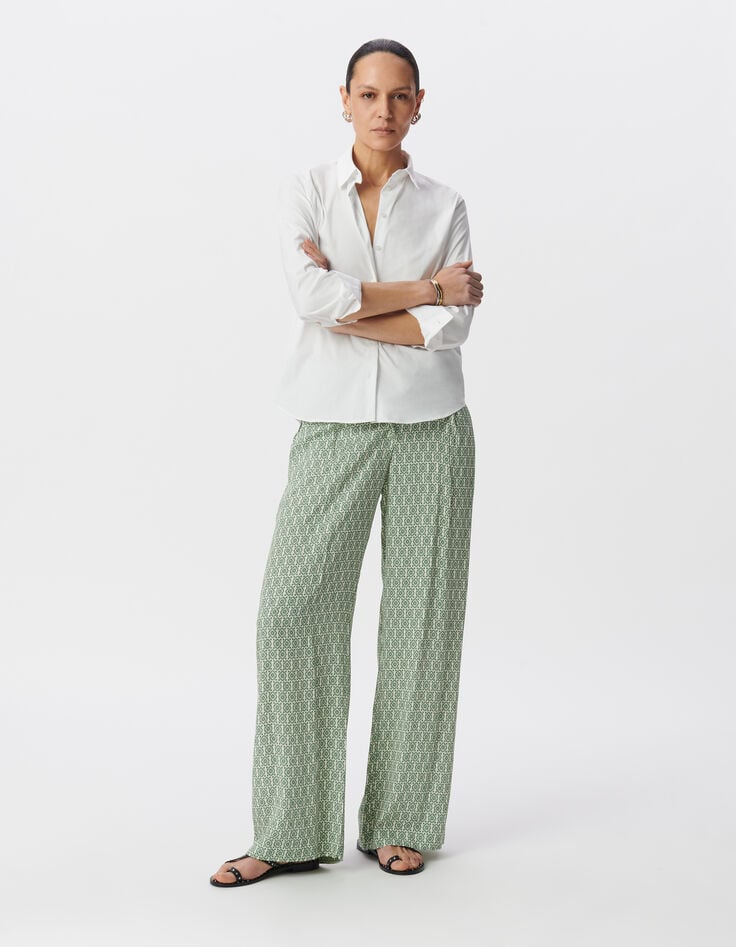 ikks Pantalon fluide vert LENZING™ ECOVERO™ ethnique Femme