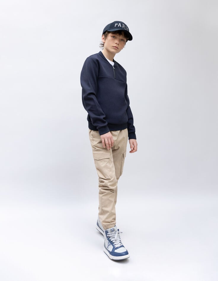 Ikks Pantalon JOGGER Beige Taille élastiquée Garçon