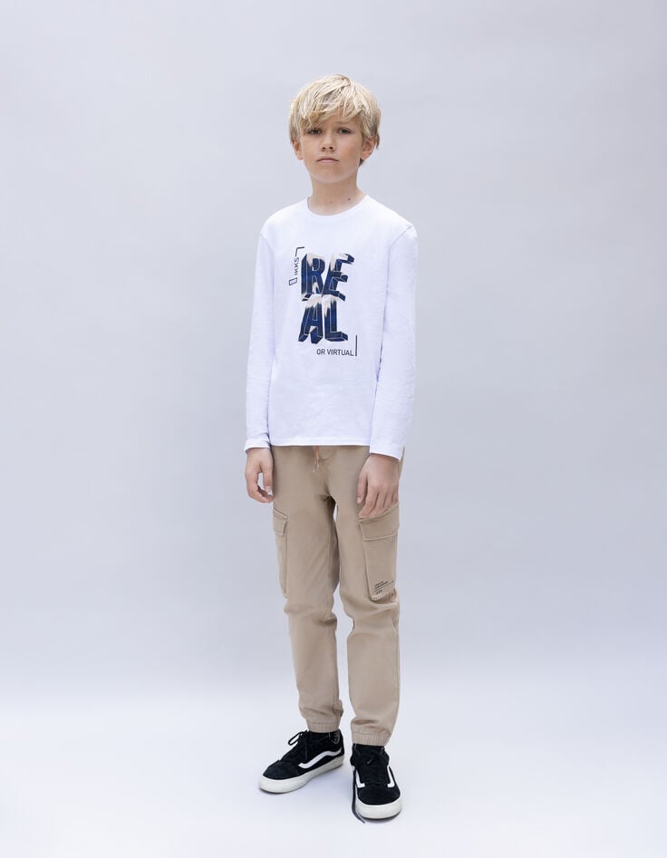 ikks Pantalon JOGGER beige taille élastiquée garçon