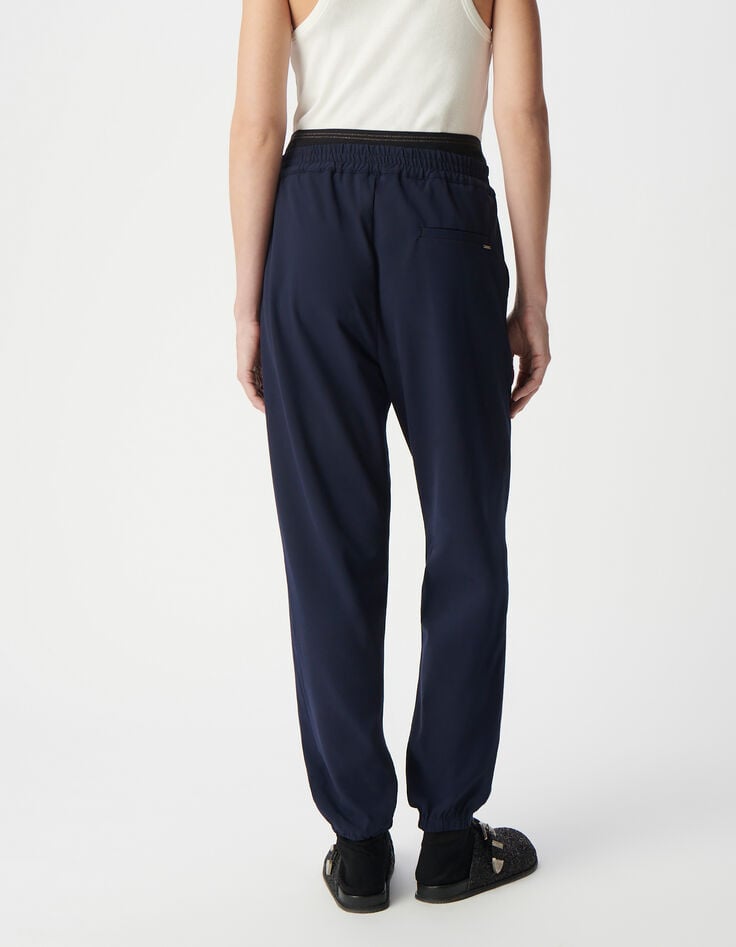 Ikks Pantalon Jogging Marine Avec Double Ceinture Femme