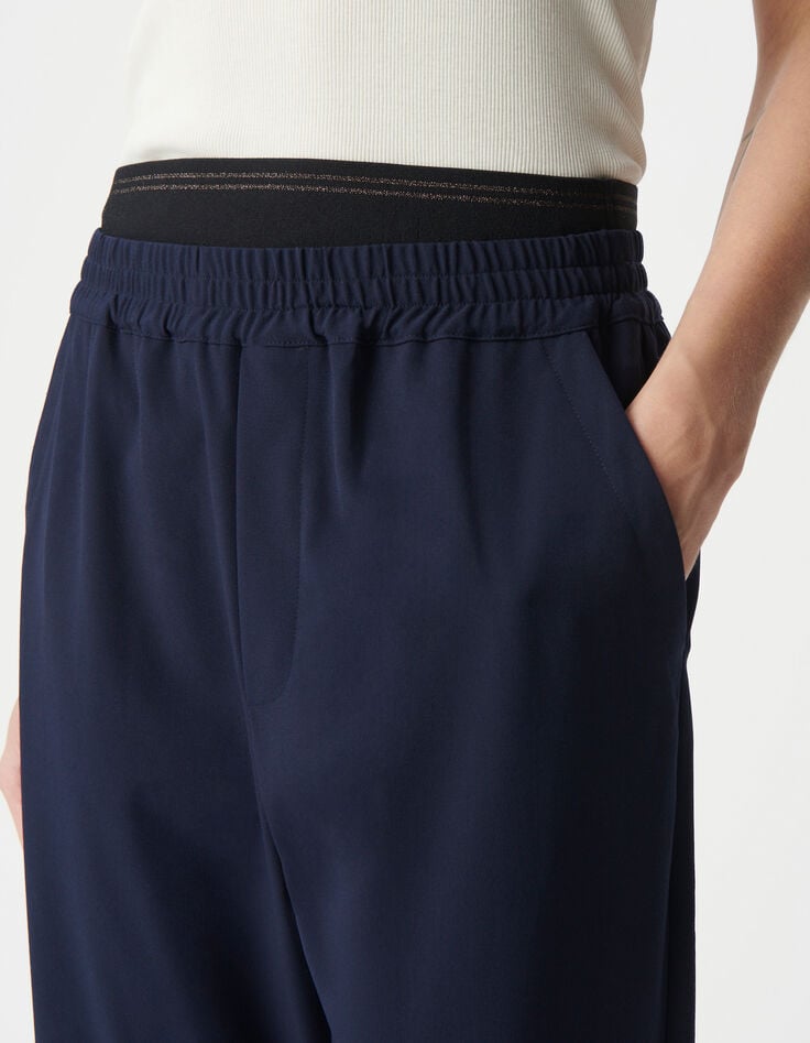 Ikks Pantalon Jogging Marine Avec Double Ceinture Femme