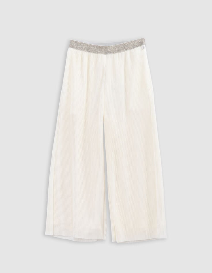 Ikks Pantalon Large écru Plissé élastique Pailleté Fille