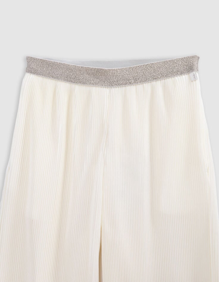 Ikks Pantalon Large écru Plissé élastique Pailleté Fille