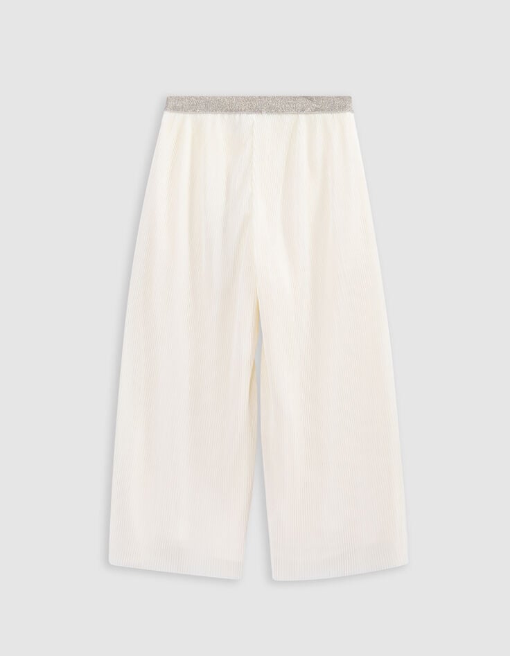 Ikks Pantalon Large écru Plissé élastique Pailleté Fille
