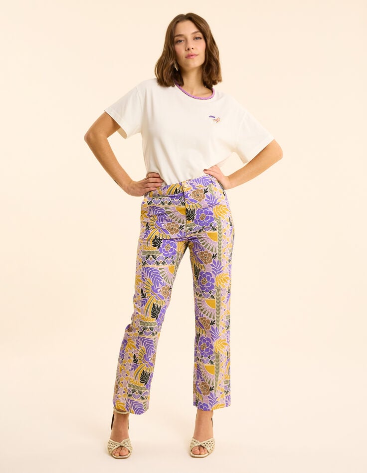 Ikks Pantalon Large Parme Imprimé Perroquets I.Code