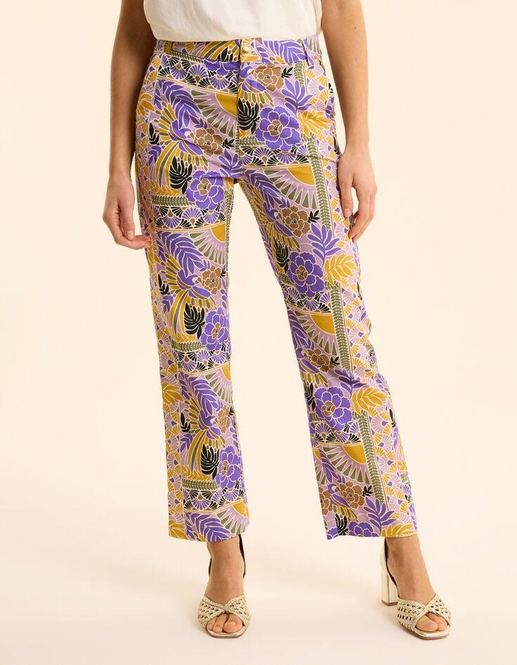 Ikks Pantalon Large Parme Imprimé Perroquets I.Code