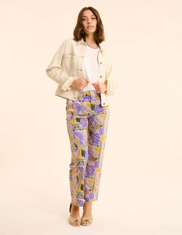 ikks Pantalon large parme imprimé perroquets I.Code